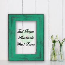 Load image into Gallery viewer, Teal Torque Cottage Beach Decor Wood Frame Perfect for Picture Photo Poster Wedding Art Artwork Handmade