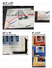 Load image into Gallery viewer, Custom for Allen Henson, 2 Black Frames & 3 Gold Floating Frames, 42.5x30(1), 24x18(1), 9x6.5(3)