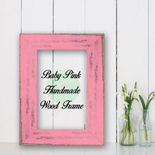 Load image into Gallery viewer, Baby Pink Cottage Beach Decor Wood Frame Perfect for Picture Photo Poster Wedding Art Artwork Handmade