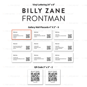 Custom for Margot, 1 Lettering, 2 QR Codes, 9 Labels, 24" x 8", 3" x 3"-Billy Zane