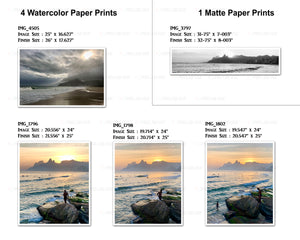 Custom for Scott, 4 Watercolor & 1 Matte Paper Prints, 18.882" x 24"-31.75" x 7.003"