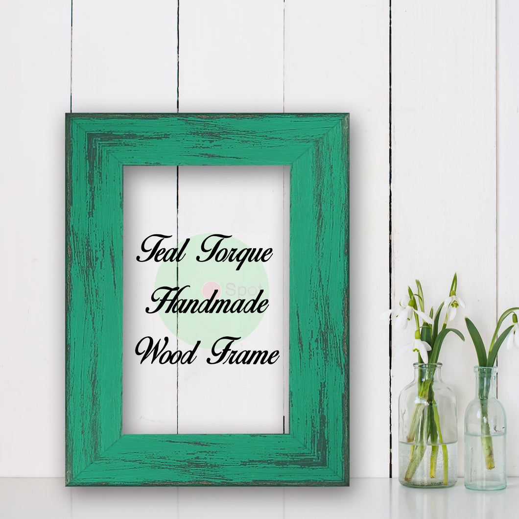 Teal Torque Cottage Beach Decor Wood Frame Perfect for Picture Photo Poster Wedding Art Artwork Handmade