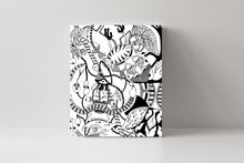 Load image into Gallery viewer, &#39;Backside Front View&#39; Black and White Doodle Art Canvas Print by Julien, J0511C1
