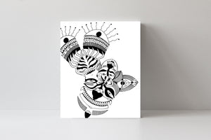 'Mind Your Own State' Black and White Doodle Art Canvas Print by Julien, J0525C2