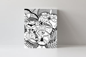 'Never Ending New Beginning' Black and White Doodle Art Canvas Print by Julien, J0525C3