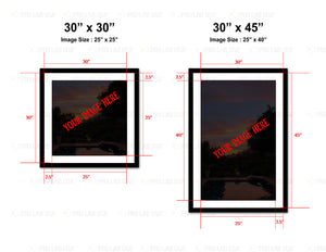 Custom for Mackenzie Brown, 20 Shiny Black Wood Frame, 30" x 30"(10), 30" x 45"(10)