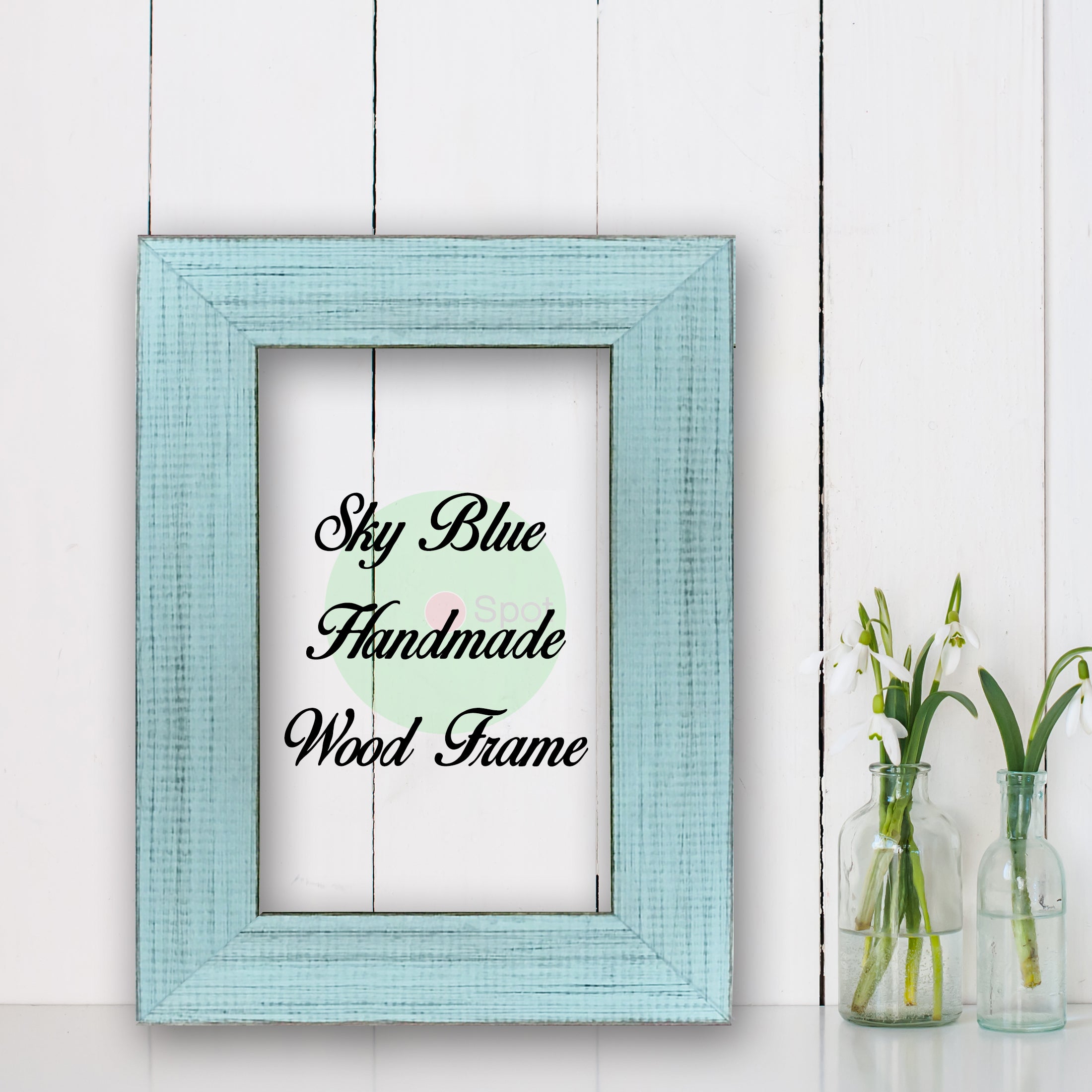 Aqua Sky  Cottage Beach Decor Wood Frame Perfect for Picture Photo Poster Wedding Art Artwork Handmade