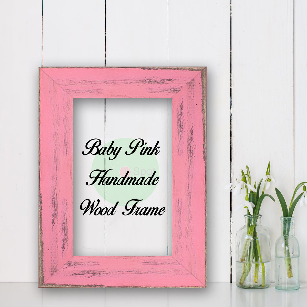 Baby Pink Cottage Beach Decor Wood Frame Perfect for Picture Photo Poster Wedding Art Artwork Handmade